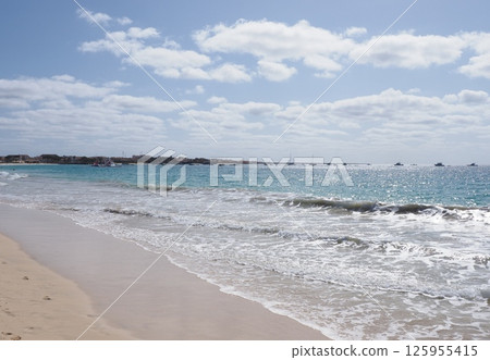 Ocean waves at beach on African Sal island in Cape Verde Ocean waves at beach on African Sal island in Cape Verde 125955415