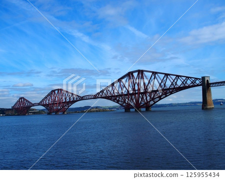Steel forth bridge from Queensferry town in Scotland, United Kingdom 125955434