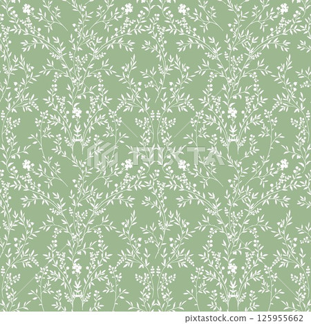 Seamless pattern with tree branches and leaves for surface design and other design projects. A modern trend in line art style drawing. Elegant silhouette of branches. Seamless pattern with tree branches and leaves for surface design and other design projects. A modern trend in line art style drawing. Elegant silhouette of branches. 125955662