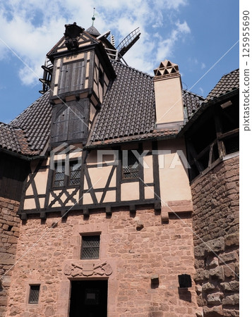 Old tower of Koenigsbourg castle in Orschwiller in France - vertical 125955690