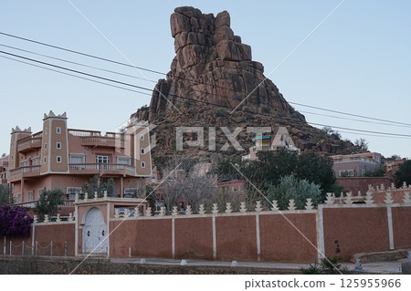 Rocky mount seen from African Tafraout city in Morocco Rocky mount seen from African Tafraout city in Morocco 125955966