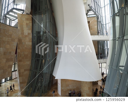 Inside museum building in European Bilbao city in Spain 125956029