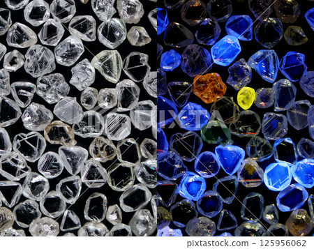 Diamond under visible and UV light Diamond under visible and UV light 125956062