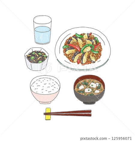 Well-balanced meal, Chinese food, mapo eggplant 125956071