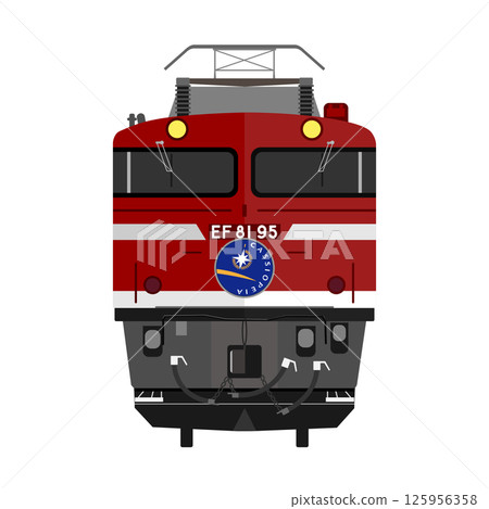 Illustration of the front of an EF81 electric locomotive with a Cassiopeia headmark [EF81 95] 125956358