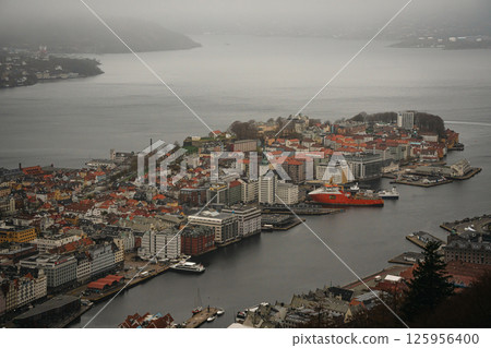 Panoramic views of Bergen from Mount Floyen 125956400