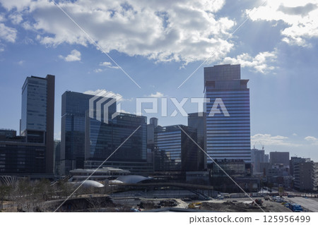 Scenery of Osaka Station with its rows of buildings 125956499