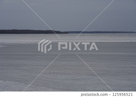 Frozen reservoir in Goczalkowice town at Silesian district in Poland 125956521
