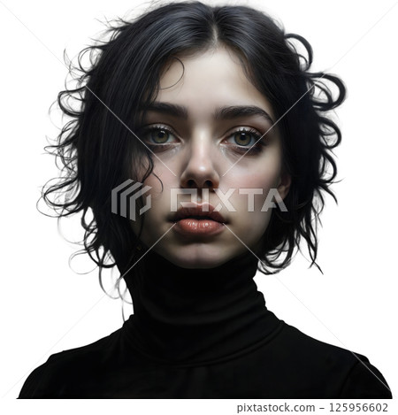 Portrait of a girl in a black golf Portrait of a girl in a black golf 125956602