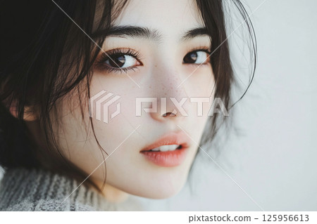 Portrait of a woman with eyelash extensions AI image Portrait of a woman with eyelash extensions AI image 125956613