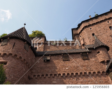 Medieval walls of Koenigsbourg castle in European Orschwiller town of Alsace in France Medieval walls of Koenigsbourg castle in European Orschwiller town of Alsace in France 125956803