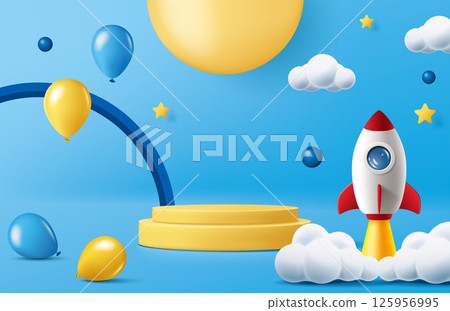 Fireworks, Ki-ball and product display platform, Children's Festival, birthday, festival product display platform, wide and wide sea news and public announcement, material sheet 125956995