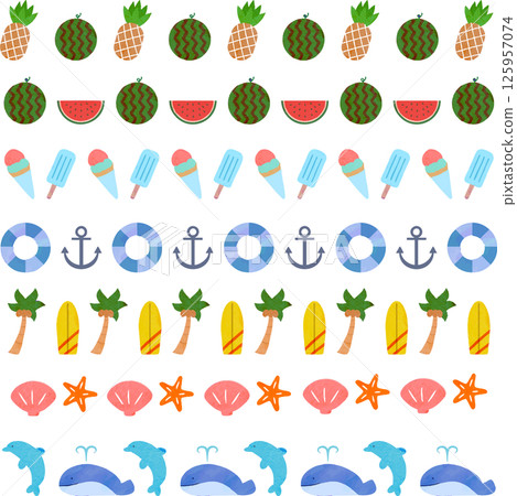 帶有水彩紋理的可愛夏季裝飾邊框 125957074