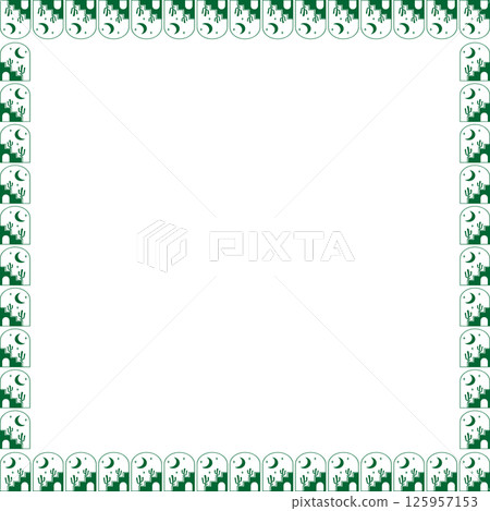 Desert frame. Morocco graphic template. Cute empty frame box. Hand drawn vector illustration Desert frame. Morocco graphic template. Cute empty frame box. Hand drawn vector illustration 125957153
