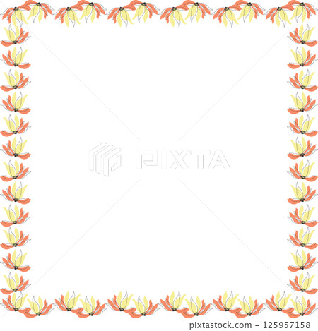 Bright magnolia flower frame. Flourish blossom elements graphic template. Cute magnolia flower 125957158