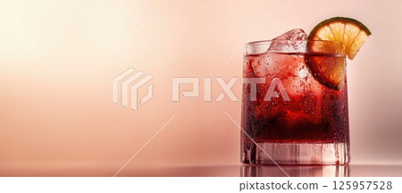 Vibrant Mai Tai cocktail with layered colors on a soft gradient backdrop Vibrant Mai Tai cocktail with layered colors on a soft gradient backdrop 125957528