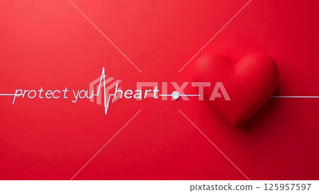 Heart-shaped icon with electrocardiogram line representing cardiac wellness, highlighting preventive healthcare strategies for cardiovascular protection 125957597
