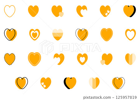簡單的心形符號設定橙色 簡單的心形符號設定橙色 125957819