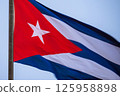 Cuba Flag Waving on flagpole 125958898