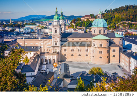Salzburg, Austria. Clear sky uperview the downtown, city of Mozart. Salzburg, Austria. Clear sky uperview the downtown, city of Mozart. 125958989