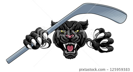 Black Panther Leopard Jaguar Cat Hockey Mascot 125959383