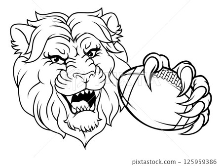 Lion American Football Sports Team Animal Mascot 125959386