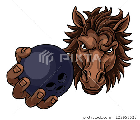 Horse Mustang Stallion Bowling Sports Team Mascot Horse Mustang Stallion Bowling Sports Team Mascot 125959523