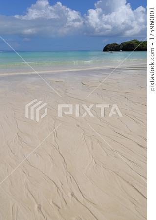White sand beach and blue sea White sand beach and blue sea 125960001