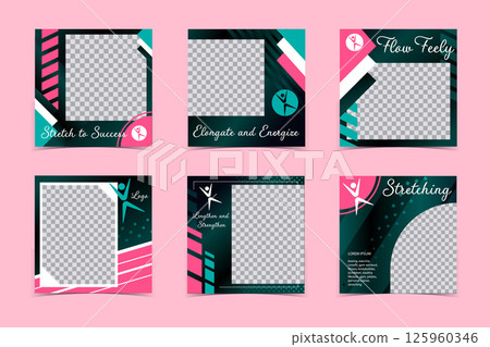 Stretching Social Media Templates. Square Photo Layouts for Flexibility, Fitness Trainers, Wellness Branding Stretching Social Media Templates. Square Photo Layouts for Flexibility, Fitness Trainers, Wellness Branding 125960346