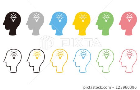 Image illustration of inspiration, profile and light bulb illustration 125960396