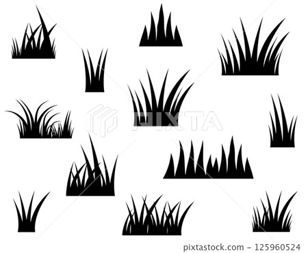 Black vector grass silhouette on white background Black vector grass silhouette on white background 125960524