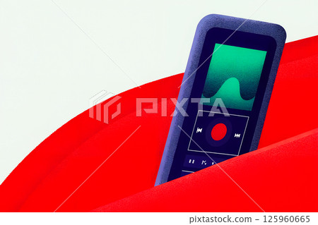 A Portable Voice Recorder beautifully displayed on a striking Red Background for your use A Portable Voice Recorder beautifully displayed on a striking Red Background for your use 125960665