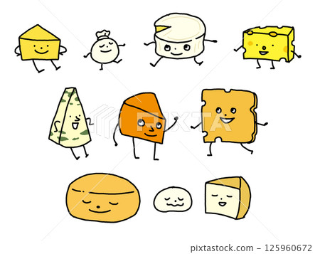 Cheese character illustration set 125960672