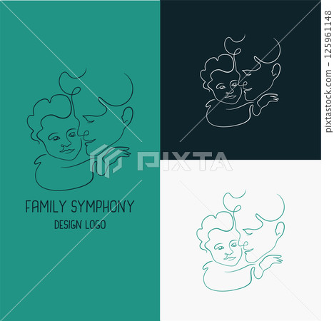 Daddy hugging baby, logo in the line art style, hand-drawn vector illustration Daddy hugging baby, logo in the line art style, hand-drawn vector illustration 125961148