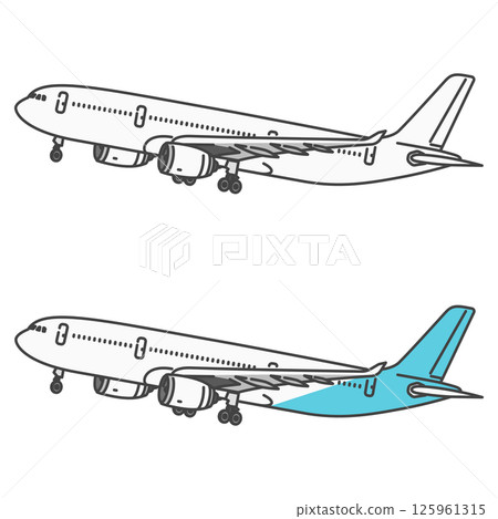 插畫素材：海外旅行、國際航班、長途客機/飛機、降落位置（免費換色OK！ 125961315