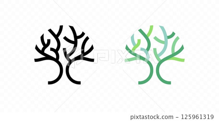 Minimalist abstract tree made of lines, representing growth, nature, and sustainability vector design 125961319