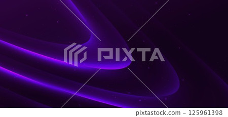 Purple curve rays glowing on dark background. Speed motion moving concept. 125961398