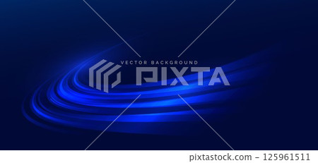 Hi-speed blue neon curve beams rays on dark blue background. Speed motion moving concept. Hi-speed blue neon curve beams rays on dark blue background. Speed motion moving concept. 125961511