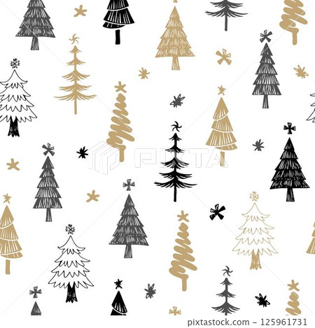 手繪聖誕樹圖案 125961731