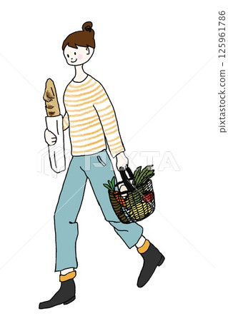 一個女人與法國麵包 一個女人與法國麵包 125961786