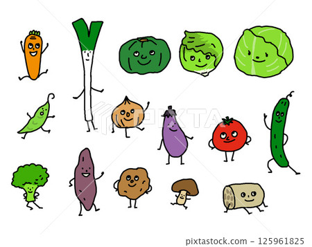 蔬菜人物插圖集 蔬菜人物插圖集 125961825