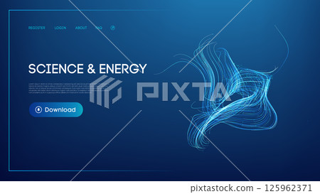 Science and energy theme with intricate flowing blue line patterns 125962371