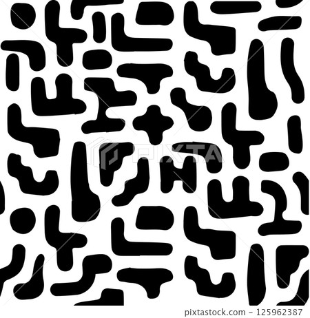 Abstract black shapes on white background pattern Abstract black shapes on white background pattern 125962387