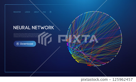 Neural network lines digital technology background. Big data and data science 125962457