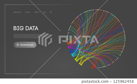 Big Data Circle blockchain technology background. Neural network digital background 125962458