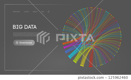 Big Data Circle blockchain technology background. Neural network digital background 125962460