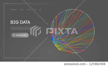 Big Data Circle blockchain technology background. Neural network digital background 125962488
