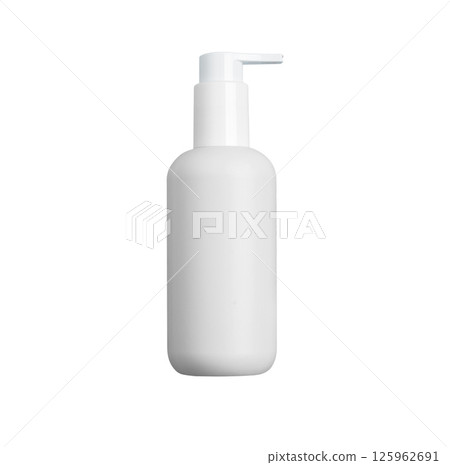 Mockup of plastic white pump bottle isolated on white Mockup of plastic white pump bottle isolated on white 125962691