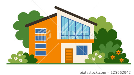 Suburban house. Private house in flat design style 125962942