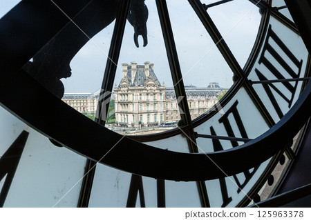 View of the Louvre, visible through the huge clock of the Museum de Orsay View of the Louvre, visible through the huge clock of the Museum de Orsay 125963378